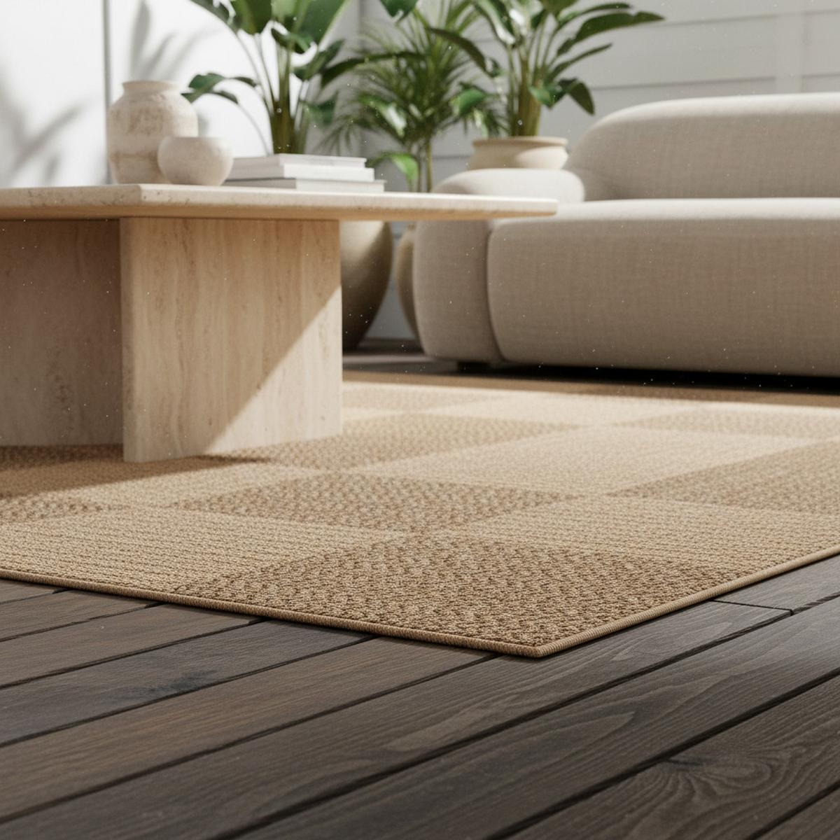 TEPPICH Outdoor ARLBERG in Beige, in Jute-Optik, aus Polypropylen, 80 x 250 cm - Beige, Textil (250/80cm) - KADIMA DESIGN