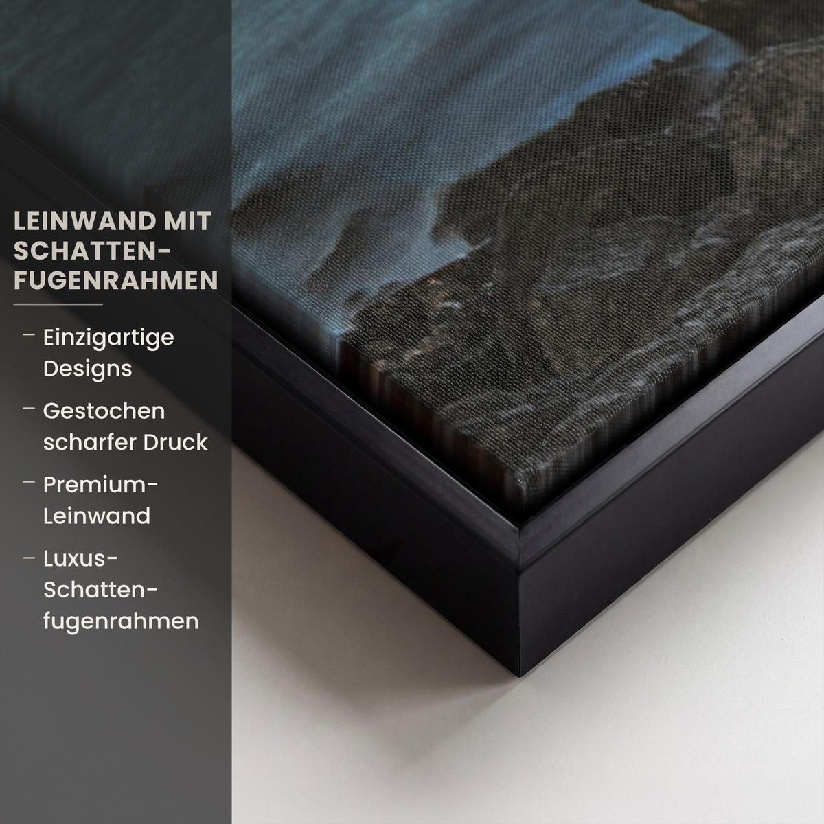 LEINWAND Bilder mit Rahmen - New York - Skyline - Stadt - Blau - 60x90 - Blaugrau, Textil (60/90cm) - MuchoWow