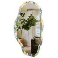 SPIEGEL 90x45 cm asymmetrisch mit Druck - Tropische Blumen - Transparent, Glas (45/90/0.4cm) - TULUP
