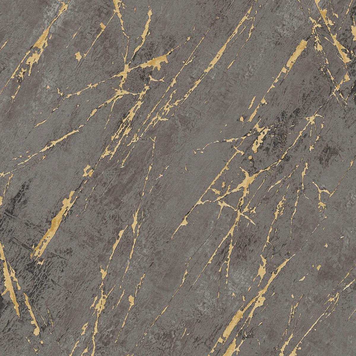 VLIESTAPETE Grau 53/1005 cm - Goldfarben, Textil (53/1cm) - KUNSTLOFT