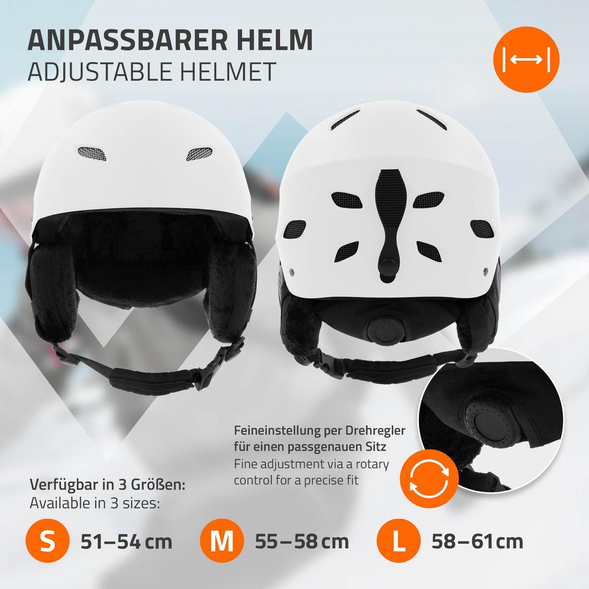 SKIHELM für Herren und Damen Snowboardhelm robust Weiß M 55-58 cm - Weiß, Kunststoff (29/23cm) - ECD-Germany