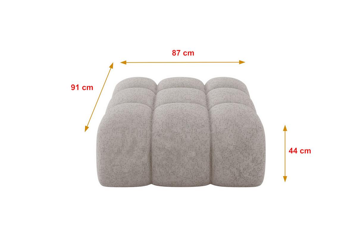 POUF OLEA-PUF 91x87x44 cm Hellgrau Velours Modular Sitzhocker - Hellgrau/Schwarz, Holzwerkstoff/Kunststoff (91/44/87cm) - ALTDECOR