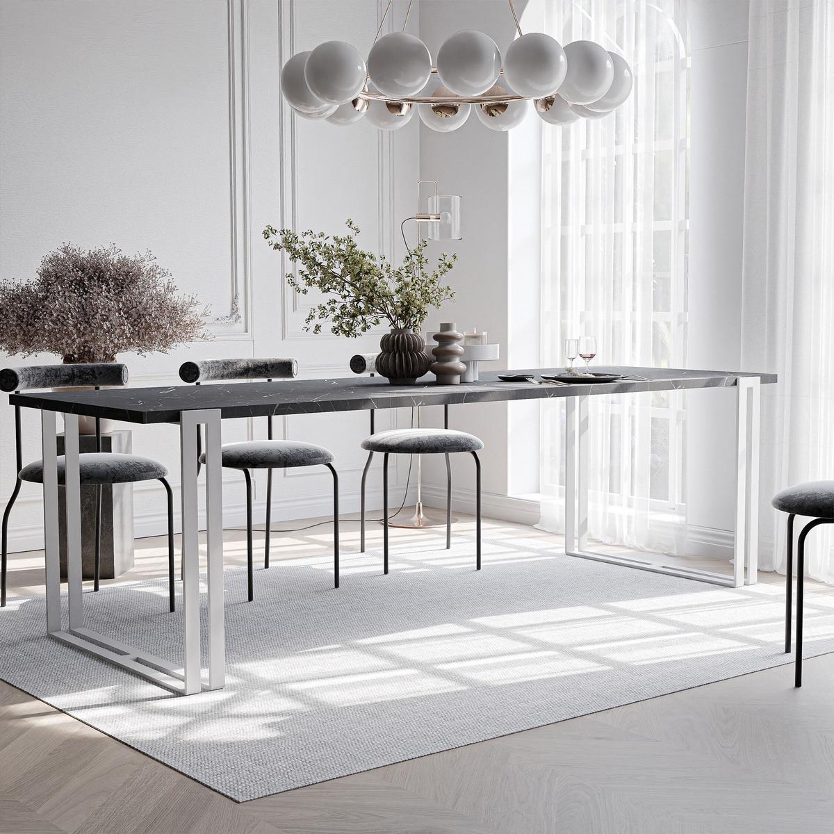 TISCH ausziehbar aus MDF, Schwarz - Schwarz/Weiß, Holzwerkstoff (160/80/76cm) - Idohome