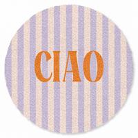FUSSMATTE Ciao - Zitat - Pastell - Streifen Schmutzfangmatte 90x90 cm - Flieder, Kunststoff (90/0.4cm) - MuchoWow