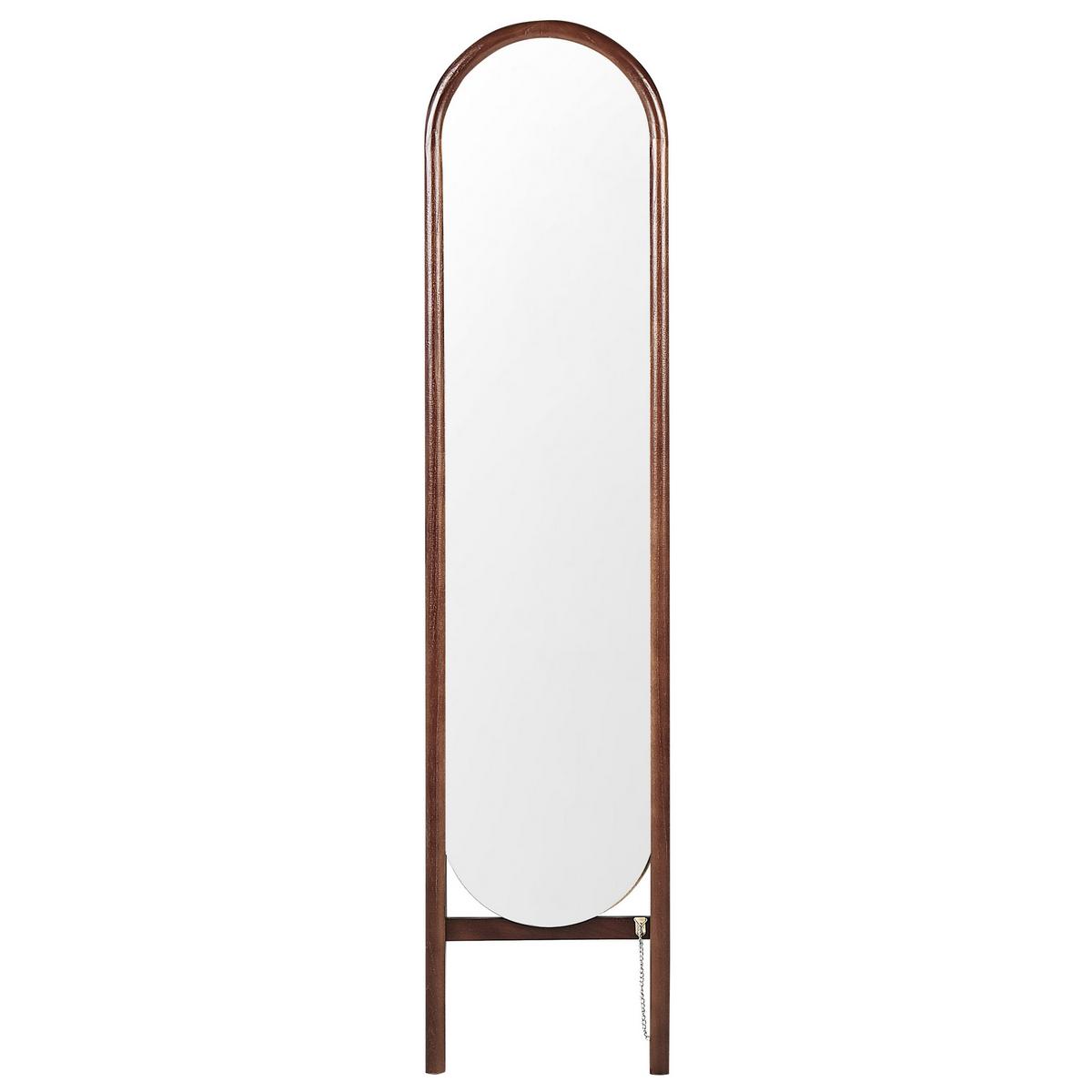 STEHSPIEGEL Paulowniaholz dunkelbraun oval 30/150 cm Chelles - Dunkelbraun, Holz (30/150/67cm) - Beliani