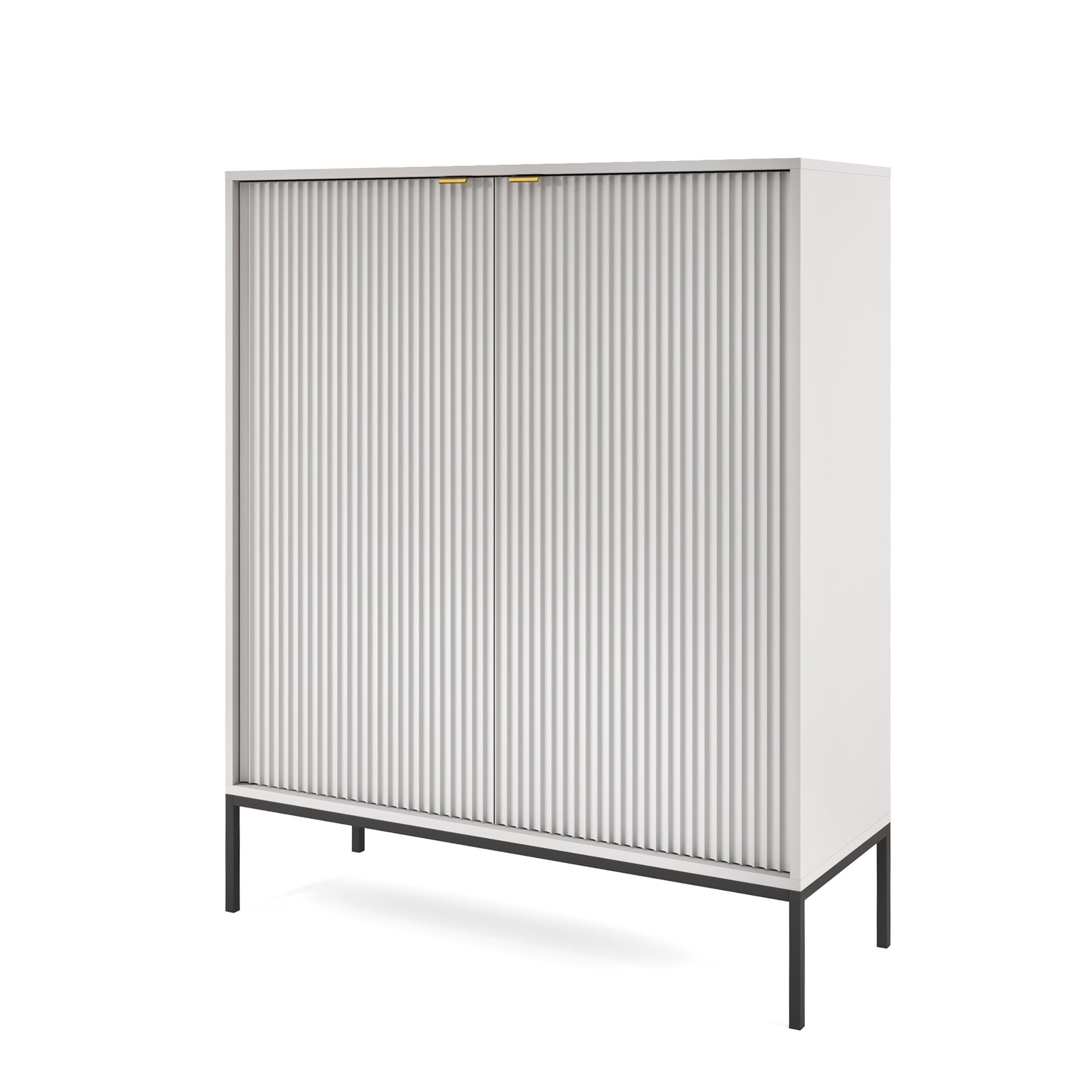 HIGHBOARD STELLARE 104/125/39 cm mit 2 Türen Grau - Grau, Holzwerkstoff (104/125/39cm) - MASSENO