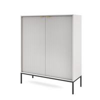 HIGHBOARD STELLARE 104/125/39 cm mit 2 Türen Grau - Grau, Holzwerkstoff (104/125/39cm) - MASSENO