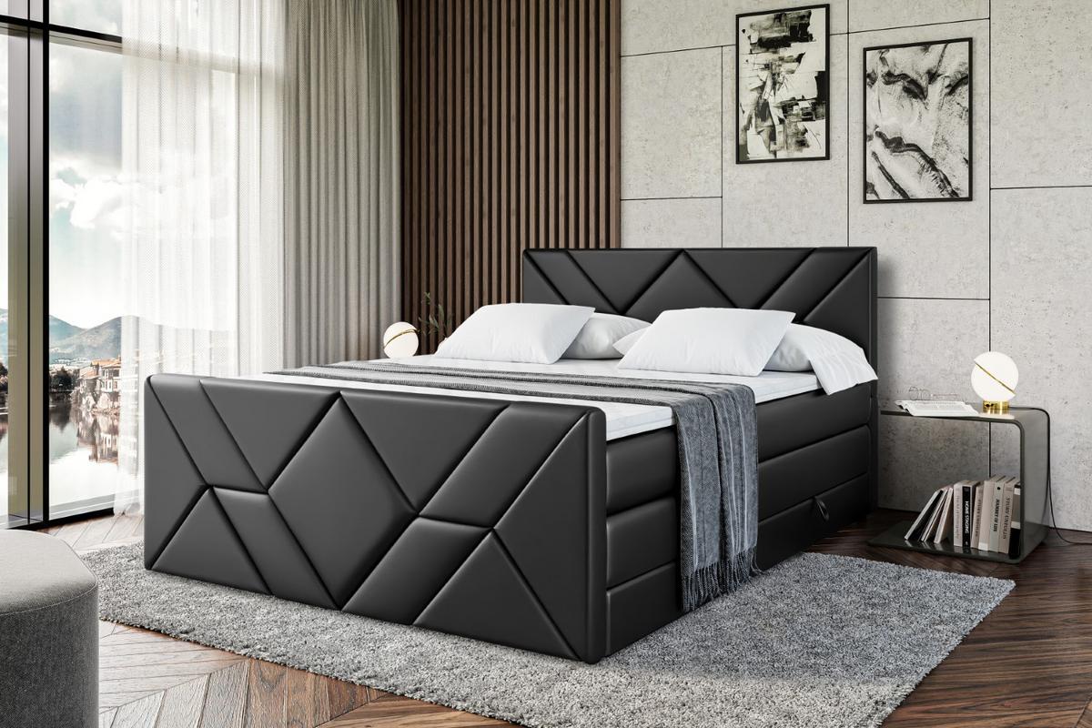 BOXSPRINGBETT BARWA-Z KING - 160x200 - H3/H4 - Schwarz Hochglanz - Schwarz Hochglanz, Holzwerkstoff (160/200cm) - ALTDECOR