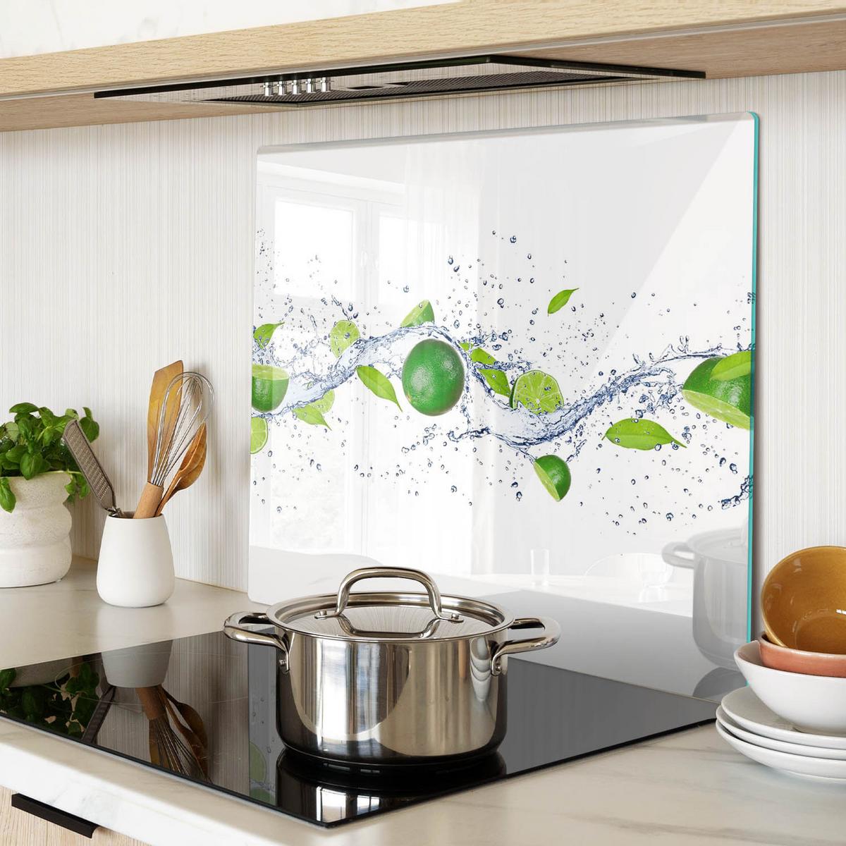 GLASPLATTE 60x52 cm Limetten und Wasser - Grün, Glas (60/0.4/52cm) - TULUP