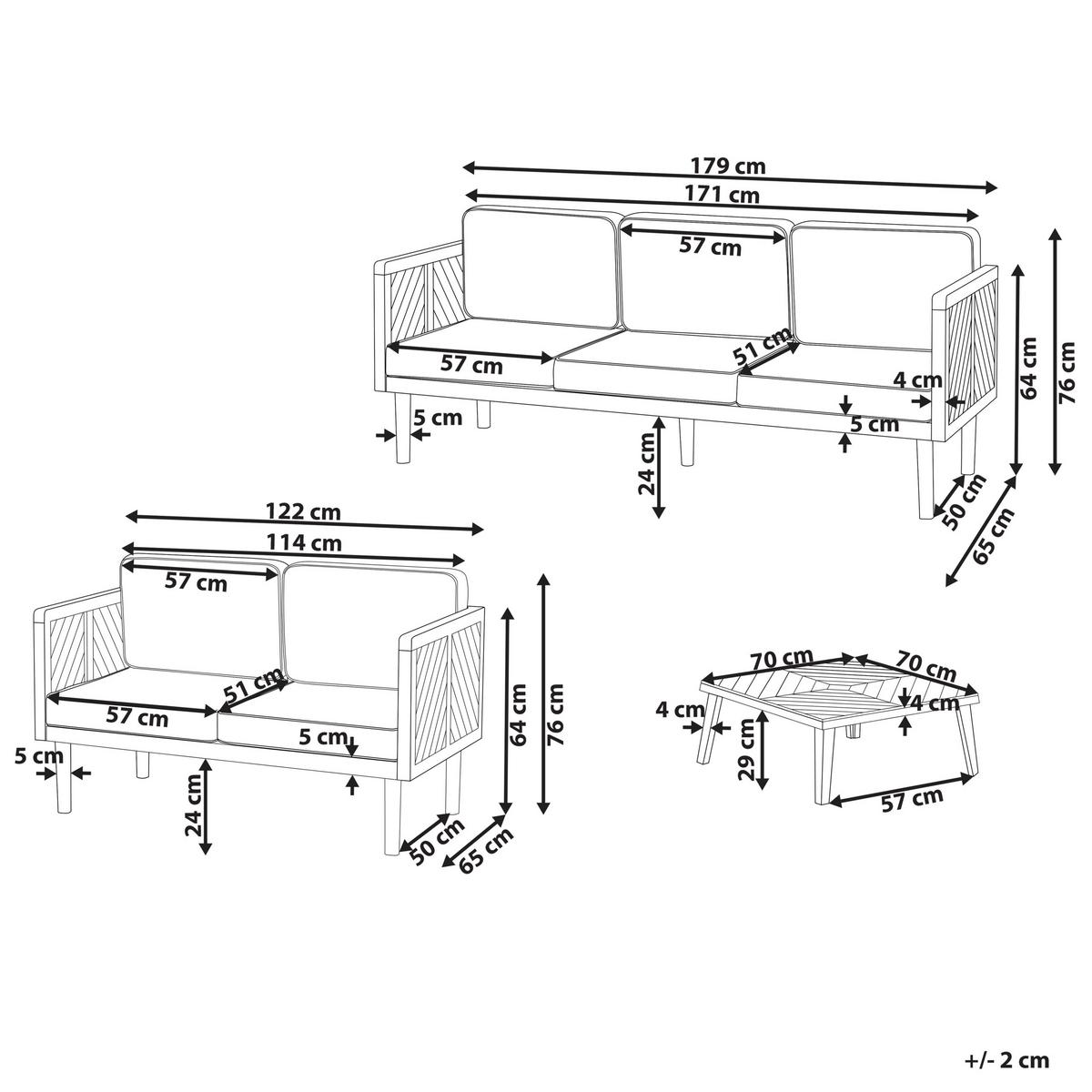 LOUNGE-SET 5-sitzer Akazienholz Hellbraun Baratti - Hellbraun, Holz - Beliani