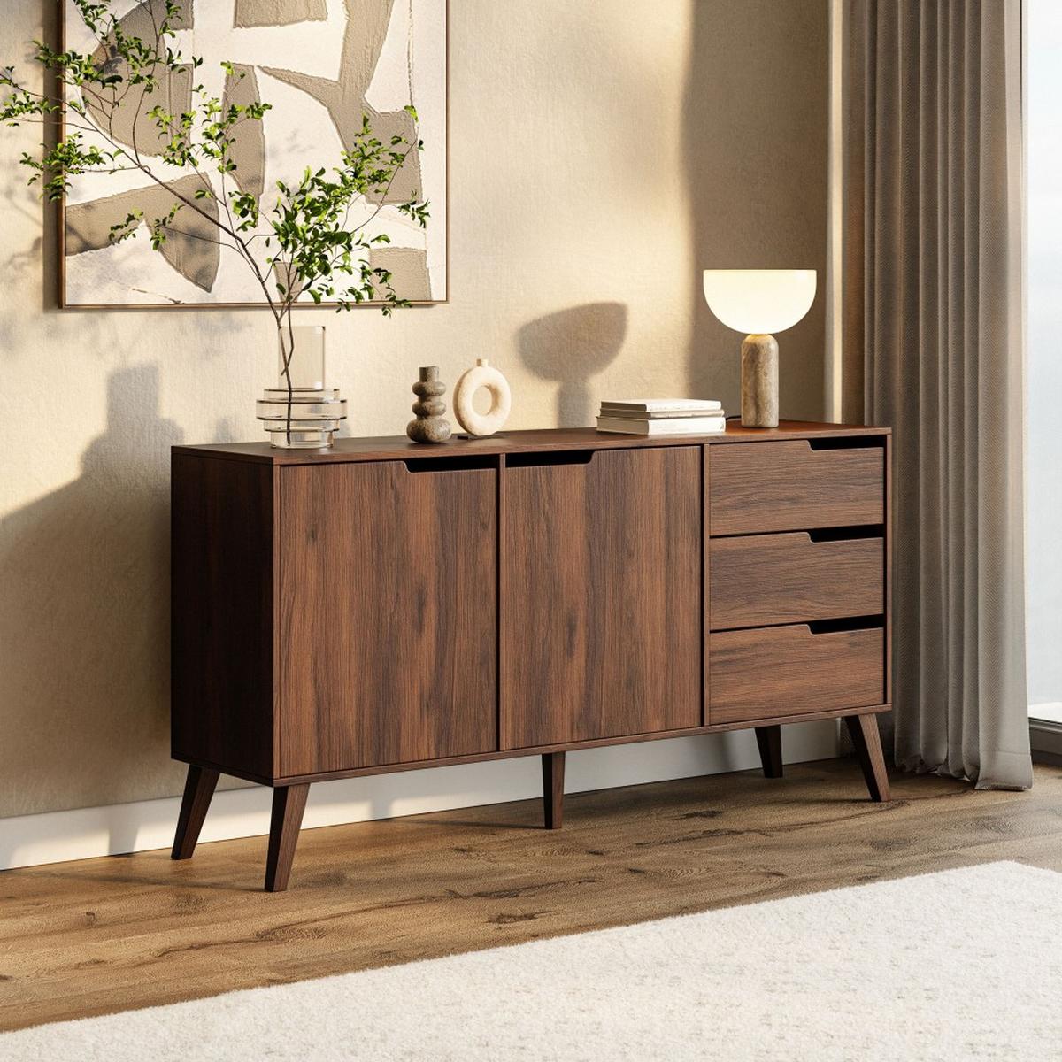 KOMMODE Norel mit 3 Schubalden und 2 Türen, Walnuss - Walnussfarben, Holz/Holzwerkstoff (160/80/40cm) - Beautysofa