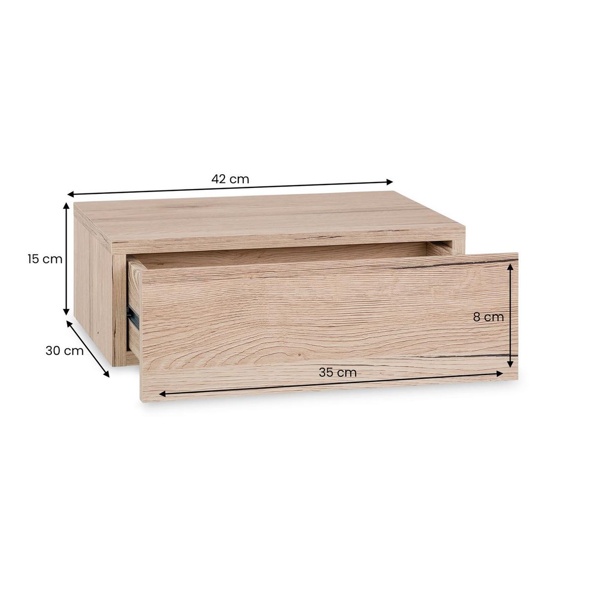 HÄNGENDER NACHTTISCH ANNE - Eiche San Remo, Holzwerkstoff (42/14/30cm) - CARO-Möbel