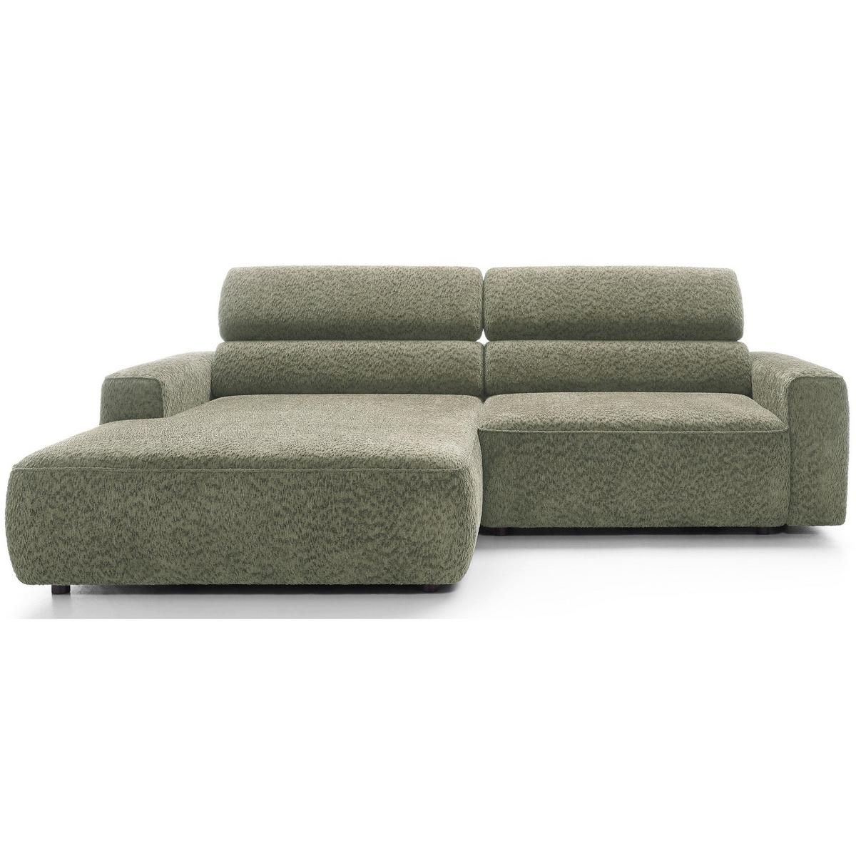 ECKSOFA Fando Salbeigrün Chenille - Schwarz/Hellgrün, Kunststoff/Textil (252/182cm) - Selsey