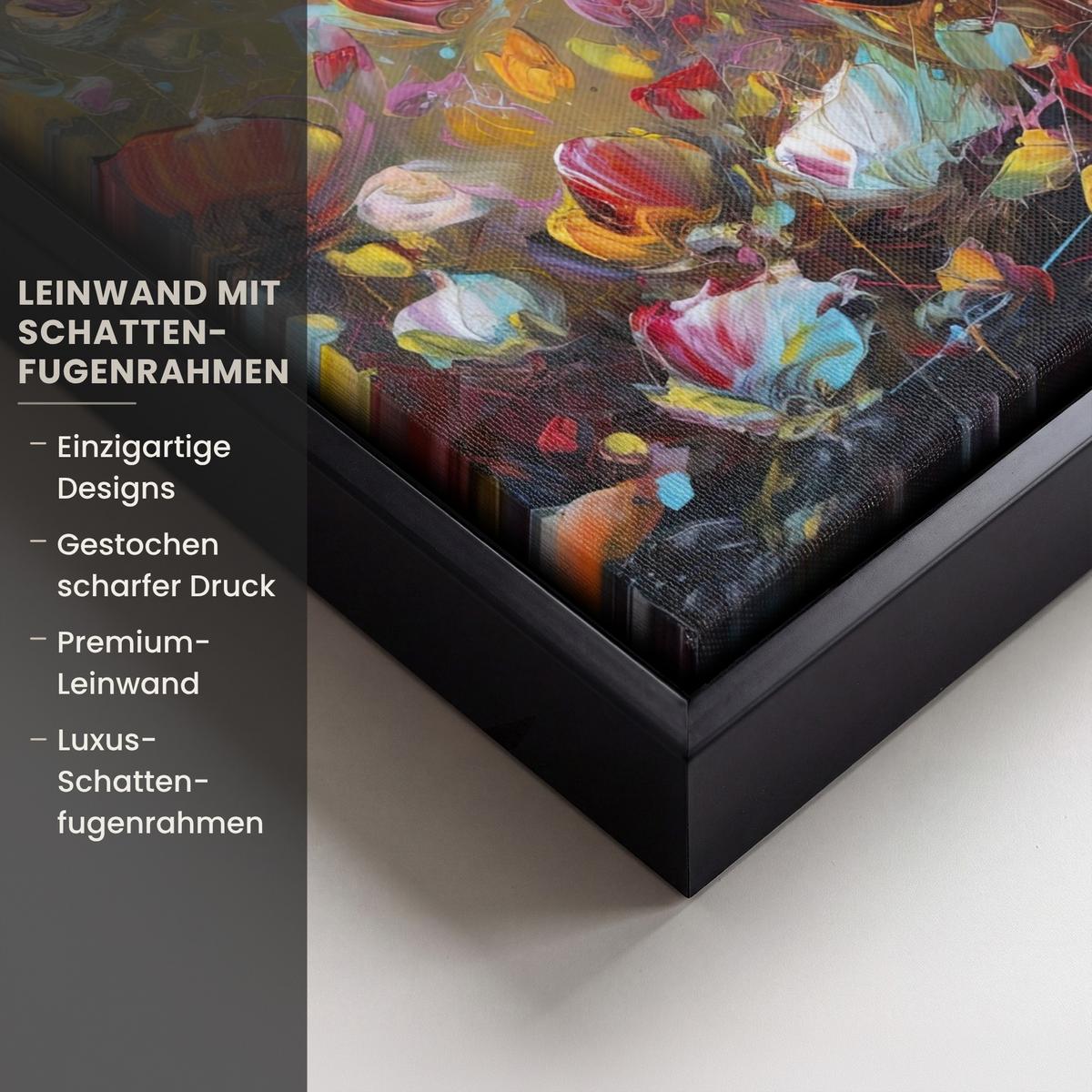 LEINWAND Bilder mit Rahmen - Blumen - Kunst - Natur - Ölgemälde - 40x30 - Multicolor, Textil (40/30cm) - MuchoWow