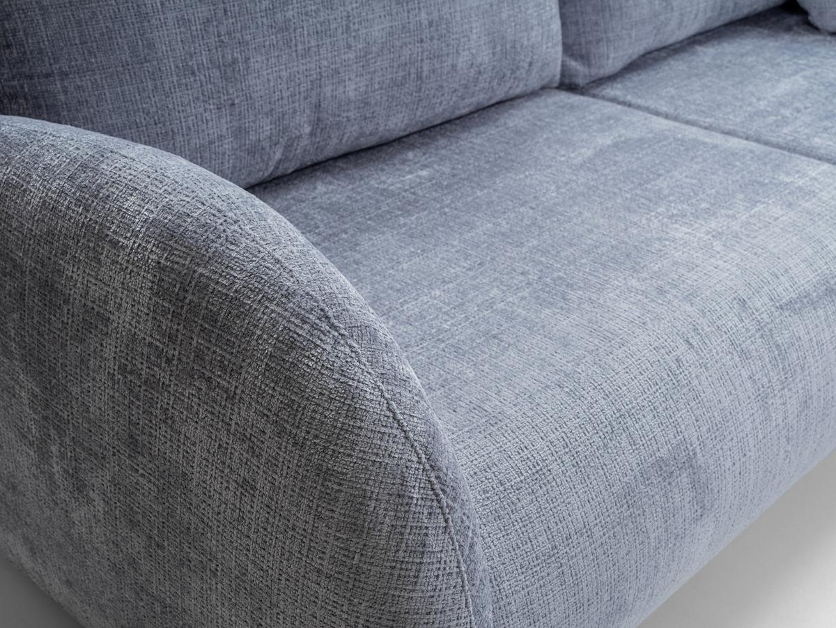 BETTSOFA CIMA Blau Chenille-Stoff mit Schlaffunktion - Blau, Holz (234/86/111cm) - MASSENO