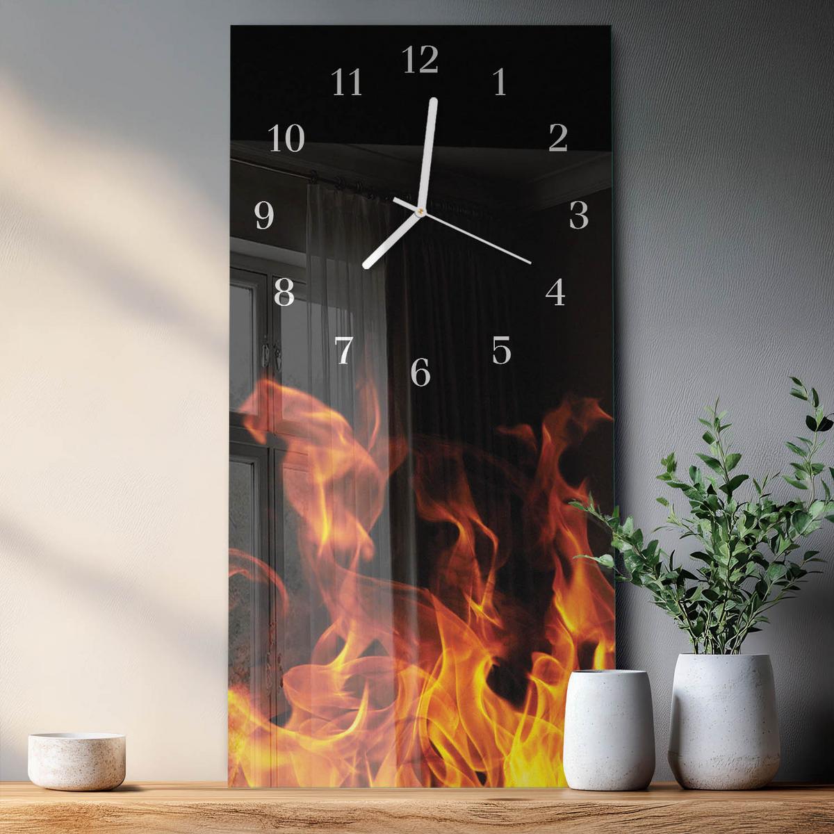 WANDUHR aus Glas 30x60 cm - Feuer - Multicolor, Glas (30/60/0.4cm) - TULUP
