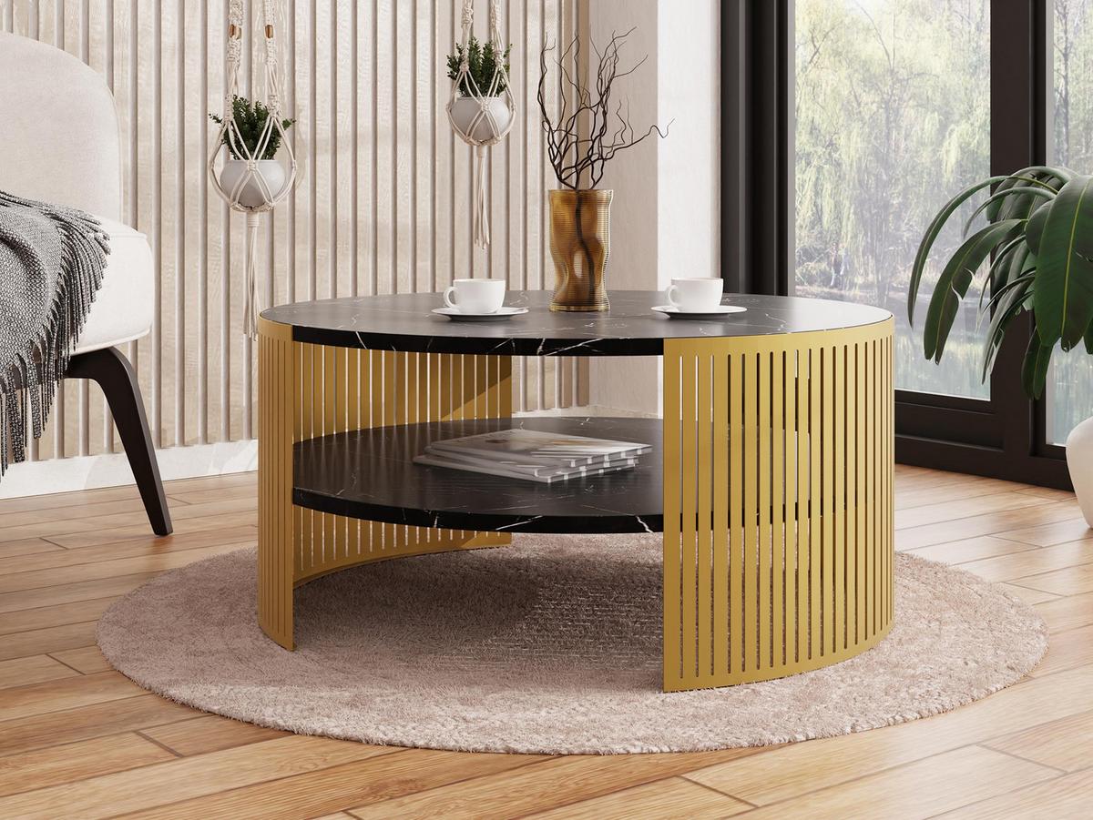COUCHTISCH Fikoli Gold - Goldfarben/Multicolor, Holzwerkstoff/Metall (75/75/40cm) - MIRJAN24