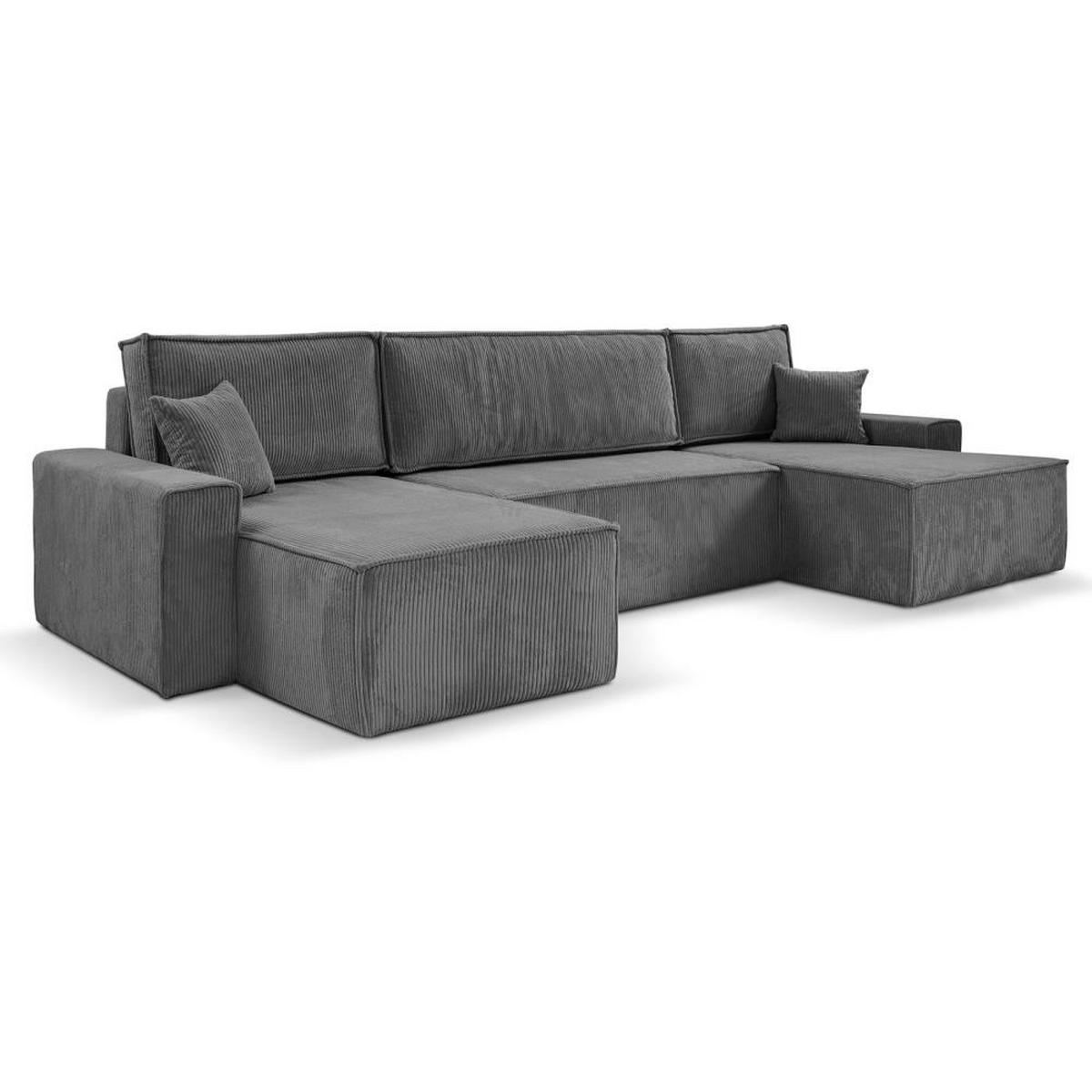 WOHNLANDSCHAFT Hektor U mit Schlaffunktion, 377 cm, grau - Schwarz/Grau, Kunststoff/Textil (377/94/152cm) - Beautysofa