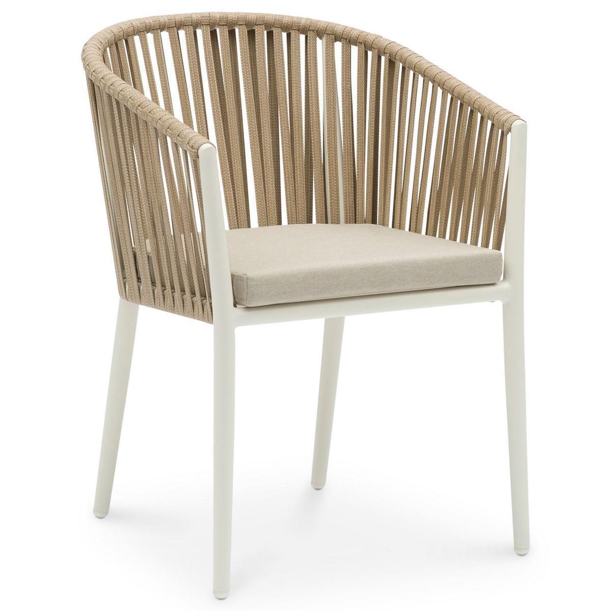 GARTENSTÜHLE ISOLA 6er-Set beige, weiß - Beige, Textil/Metall (56/78/62cm) - IDIMEX