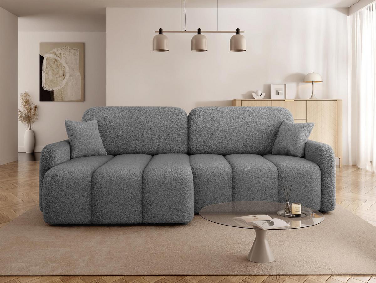 ECKSOFA Carlos Boucle - Schwarz/Grau, Holz/Kunststoff (236/160cm) - MIRJAN24