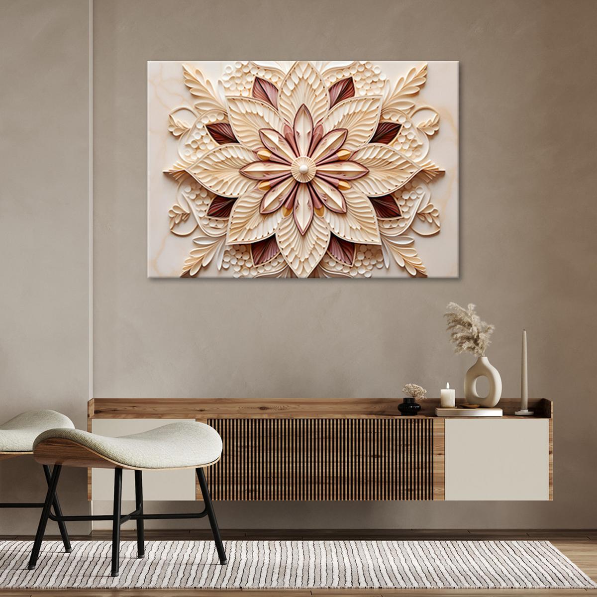 WANDBILD ai blume beige - Beige, Textil (60/40cm) - Feeby