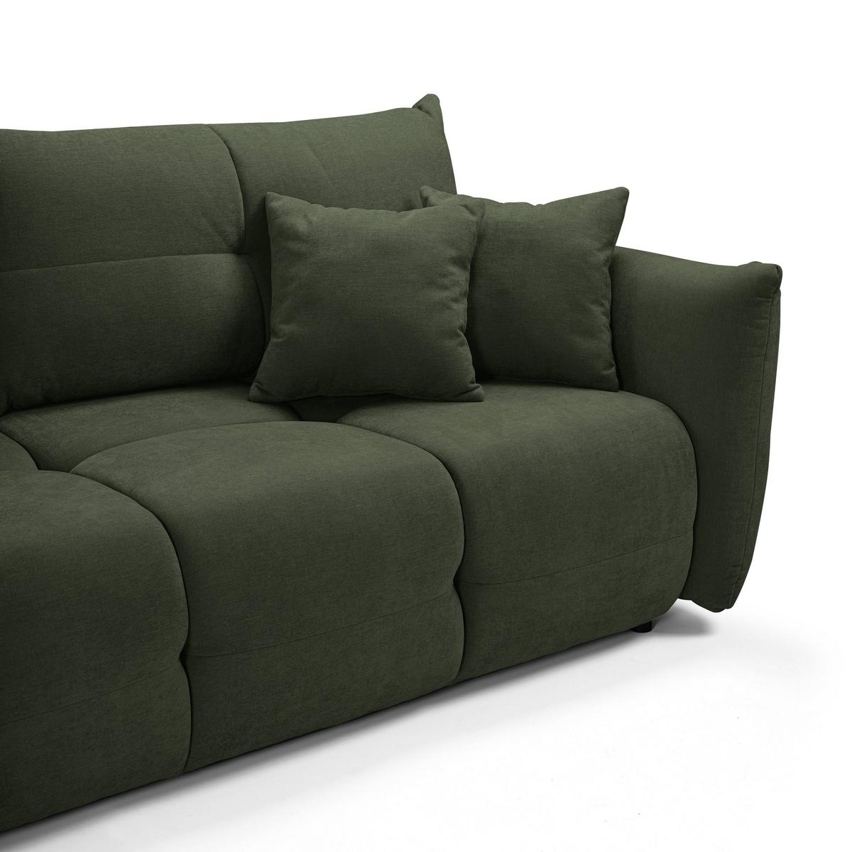 BETTSOFA MODA Grün Chenille-Stoff mit Schlaffunktion - Grün, Holz (245/86/110cm) - MASSENO