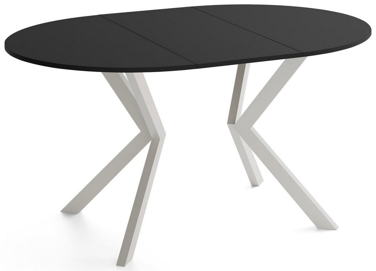 ESSTISCH Valio rund oval ausziehbar verlängerbar mit Metallbeinen in Kaschmir Grau, Schwarz 100-140/100/76 cm - Kaschmir/Beige, Holzwerkstoff/Metall (100/140/76cm) - WFL GROUP