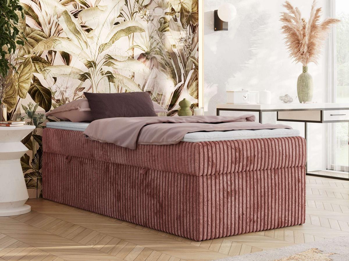 BOXBETT ZERO 90/200 - Rosa Cord - H3 - Topper T25 - Pink, Textil (90/200cm) - MKS