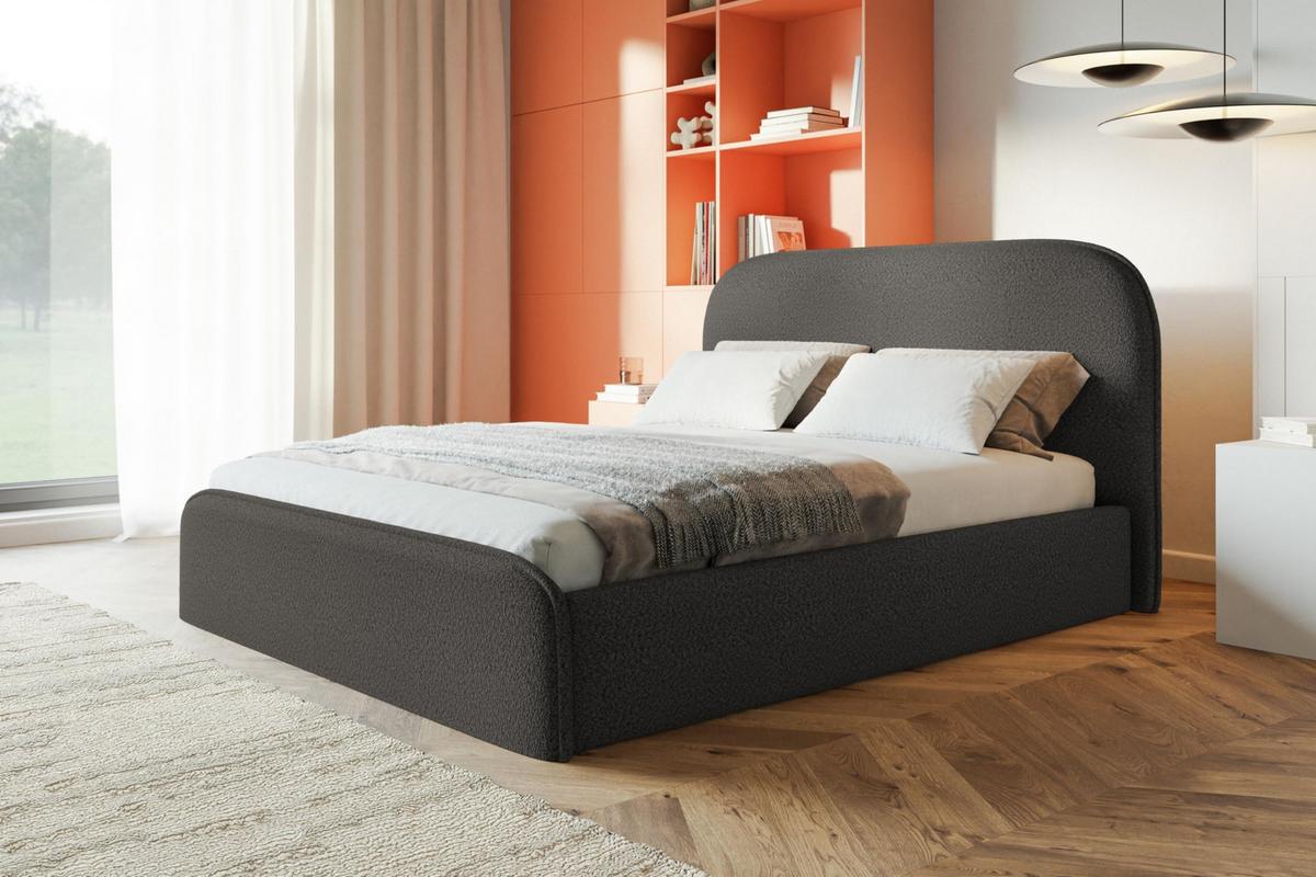 BETT 120x200 - Polsterbett mit Bettkasten und Holzrahmen - Modern Betten - Kuscheliger Catch-Me-Stoff - Kollektion Vienna - Grau - Grau, Holz/Textil (120/200cm) - Alpi-Möbel
