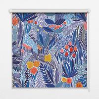 INNENROLLO - Fensterrollo - Rollo - 90x180 cm - Bunte Pflanzen - Blau, Kunststoff (90/180/0.5cm) - TULUP