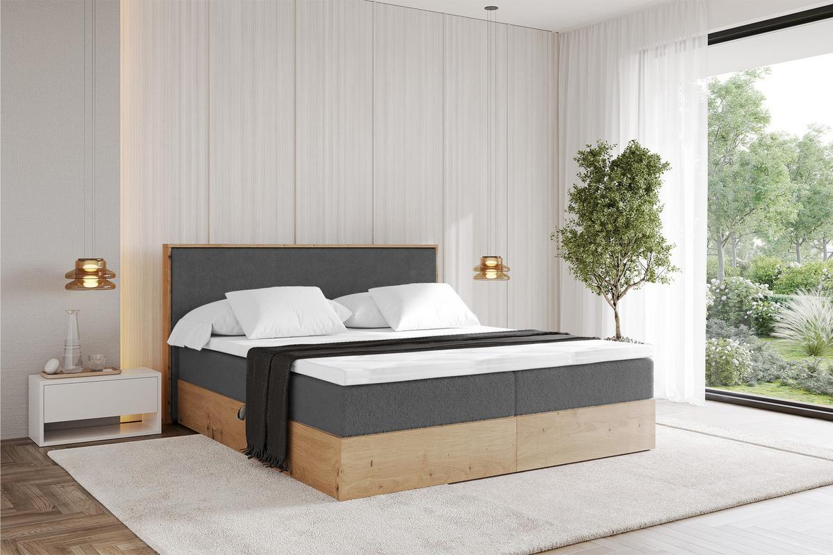 BOXBETT LOLLI9 - 160x200 - H4 Dunkelgrau - Graphitfarben, Holzwerkstoff (160/200cm) - ALTDECOR