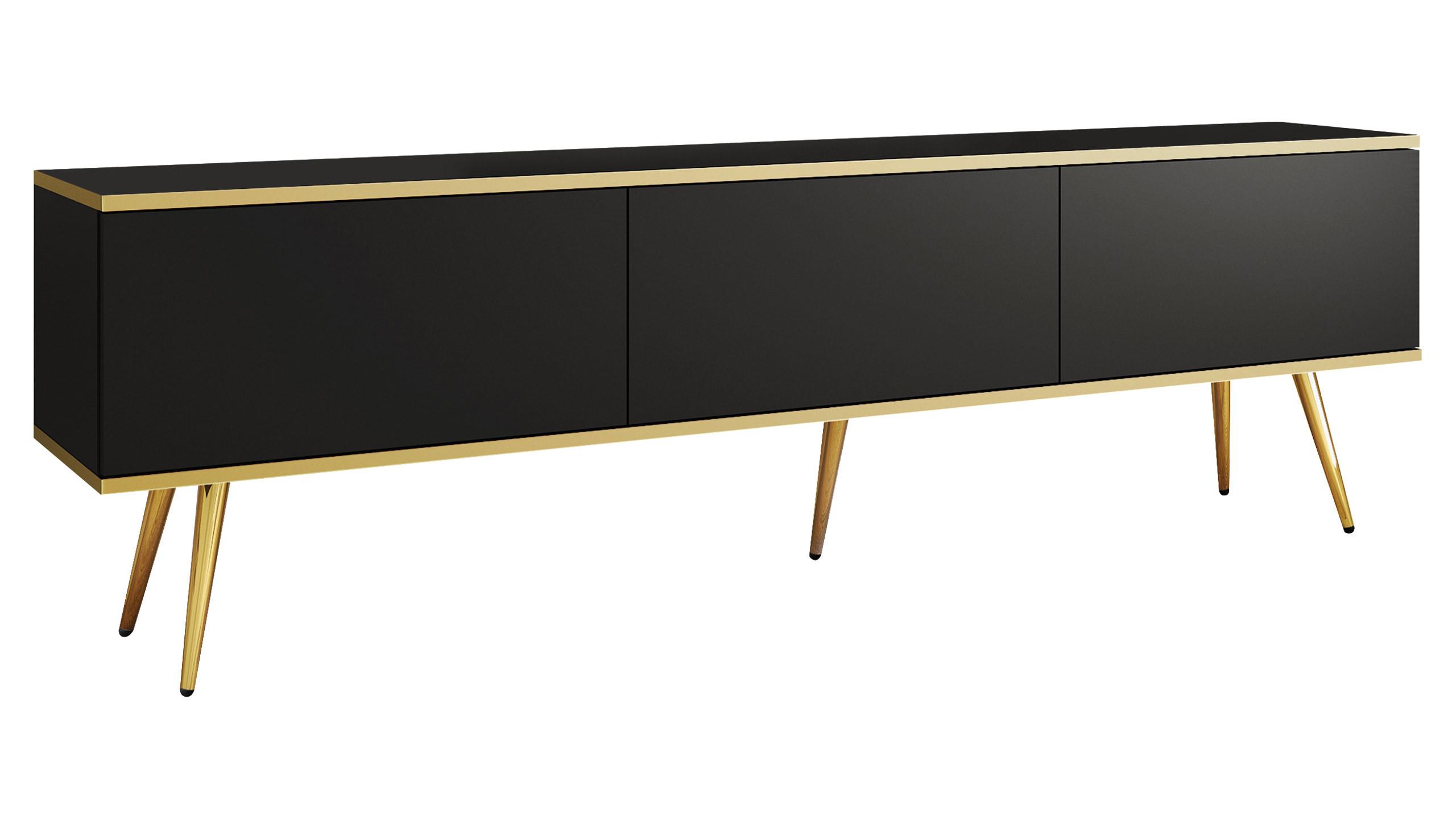 TV-LOWBOARD Oro I mit Füße - Goldfarben/Schwarz, Holzwerkstoff/Metall (175/53/32cm) - MIRJAN24