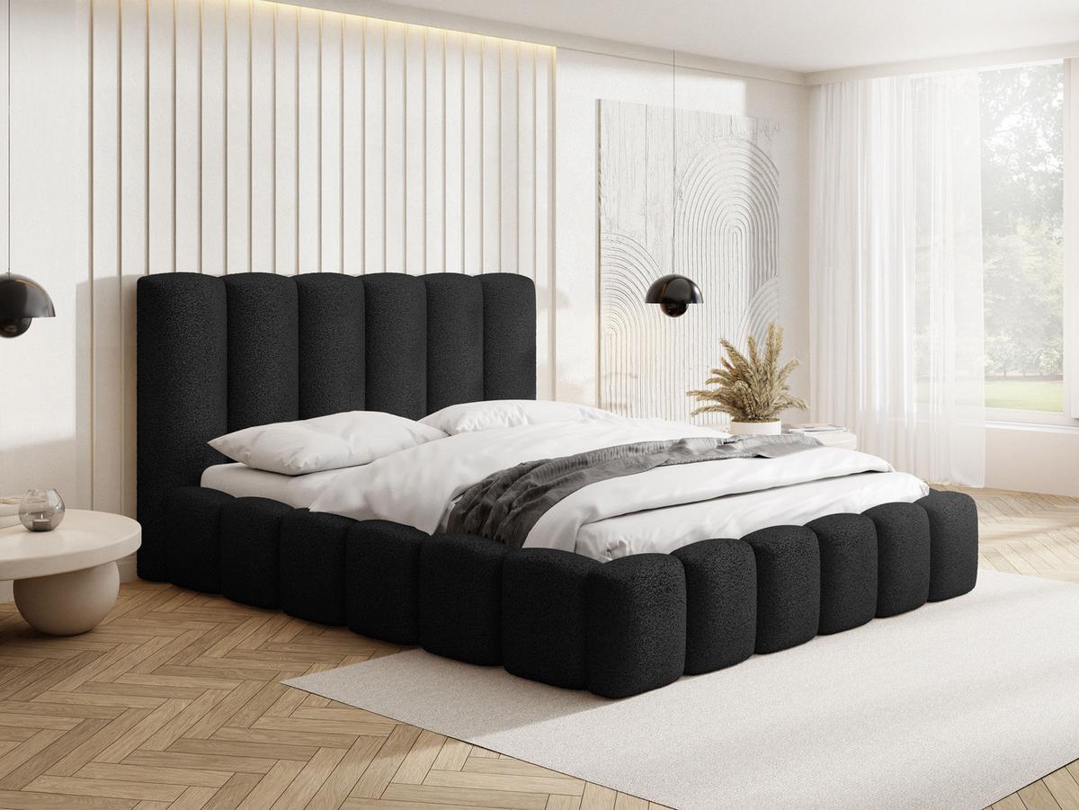 POLSTERBETT Serenity mit Bettkasten, Schwarz Boucle 200x200 cm - Schwarz, Holzwerkstoff/Kunststoff (200/200cm) - WFL GROUP