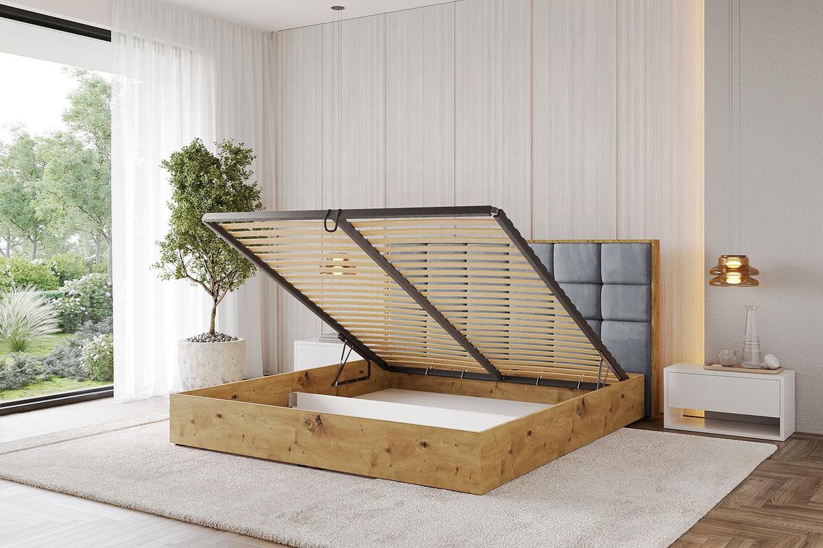 POLSTERBETT mit Bettkasten und Lattenrost, Bett mit Matratze H3/H4 - ENZO2 180x200 Grau - Grau, Holzwerkstoff/Textil (180/200cm) - ALTDECOR