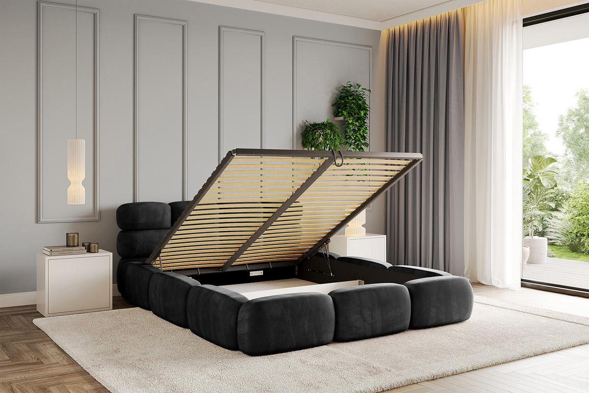 POLSTERBETT mit Bettkasten und Lattenrost, Boxbett ohne Matratze - NOMA 140x200 Schwarz - Schwarz, Holzwerkstoff/Textil (140/200cm) - ALTDECOR