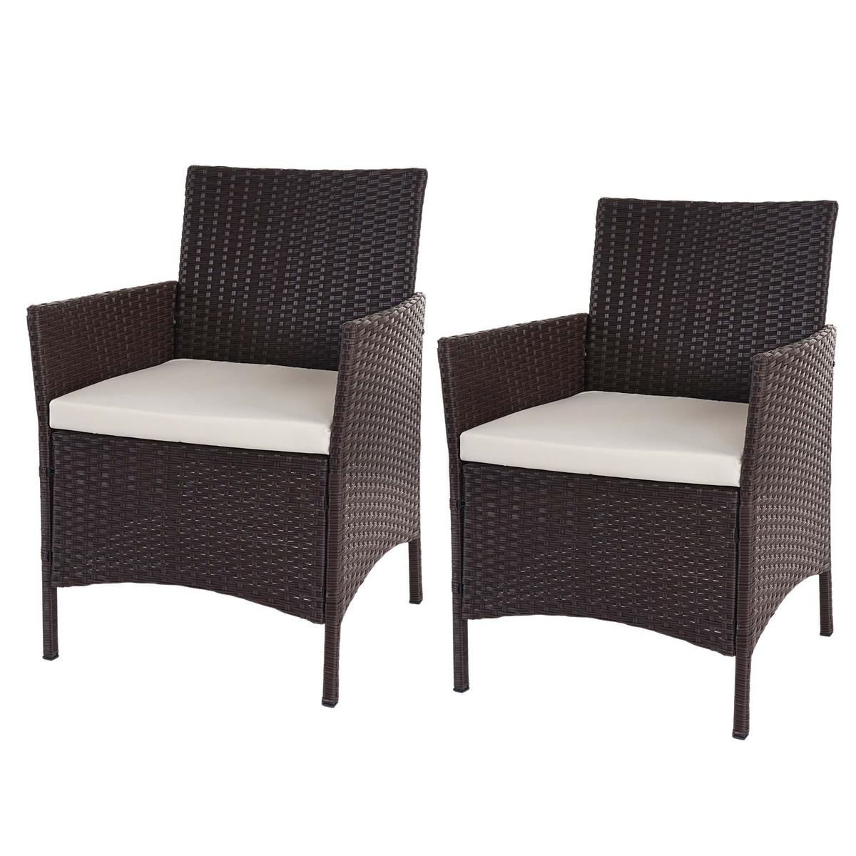 POLY-RATTAN GARNITUR Braun - Braun/Weiß, Kunststoff - MCW