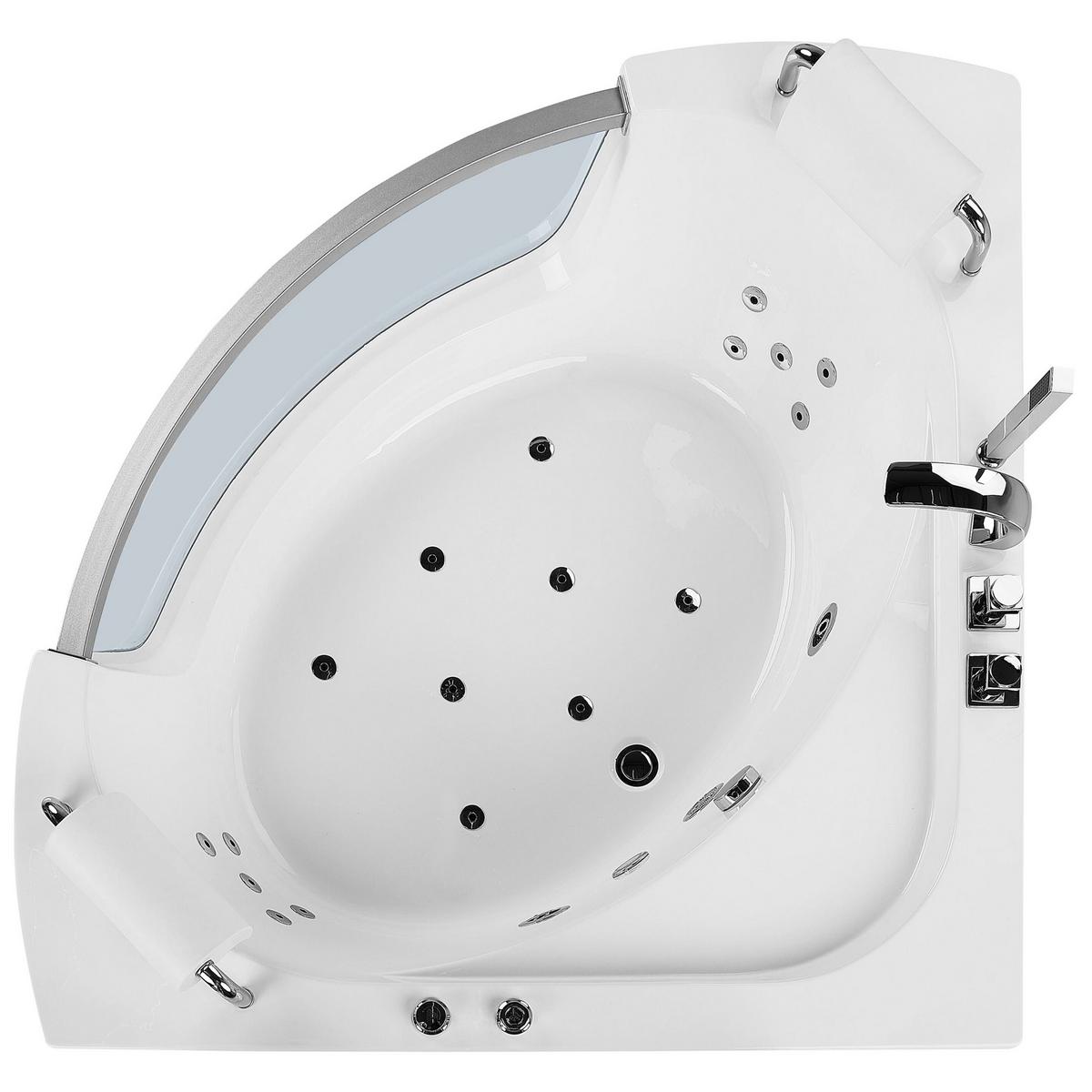 WHIRLPOOL BADEWANNE mit LED 136x187x63 cm weiß Mangle - Weiß, Kunststoff (136/63/187cm) - Beliani