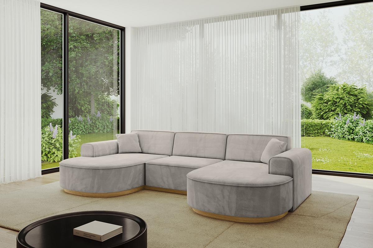 WOHNLANDSCHAFT MARI-U1-v2 - 303x171x83 cm Hellbraun Velours - Hellbraun, Holzwerkstoff/Textil (303/83/171cm) - ALTDECOR