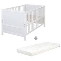 BABYBETT mit Matratze Easy Sleep 70 x 140 cm - Weiß, Holzwerkstoff/Textil (70/140cm) - Roba