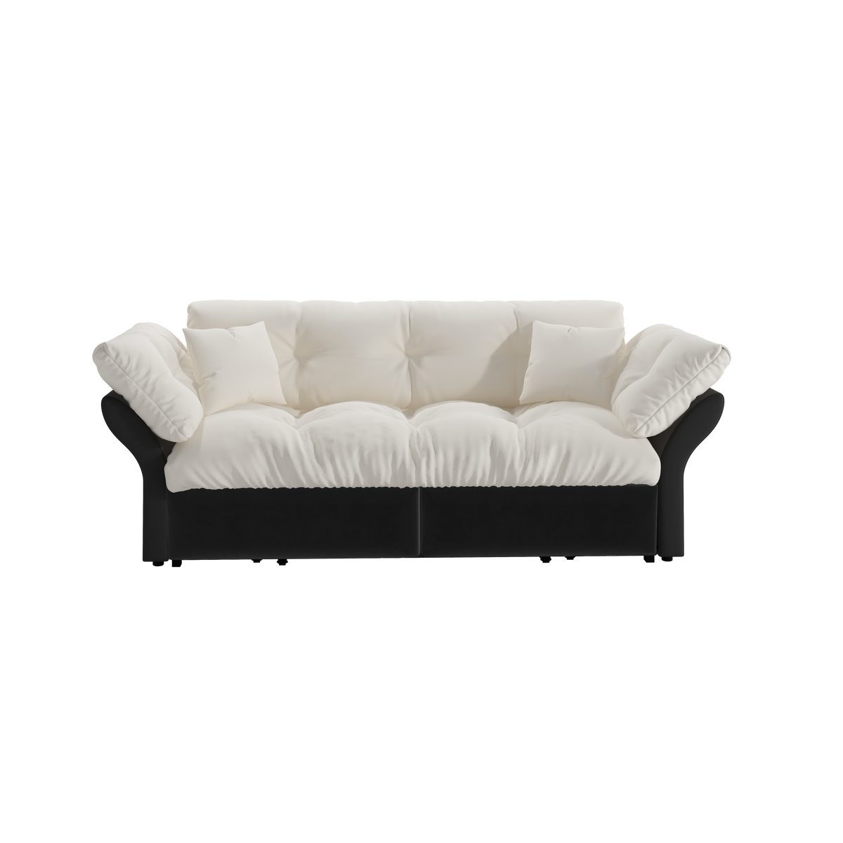 SCHLAFSOFA aus velours im tufting-design, 3-in-1 funktion und queen-size bett - Beige, Textil (190/91/85cm) - Urban Meuble