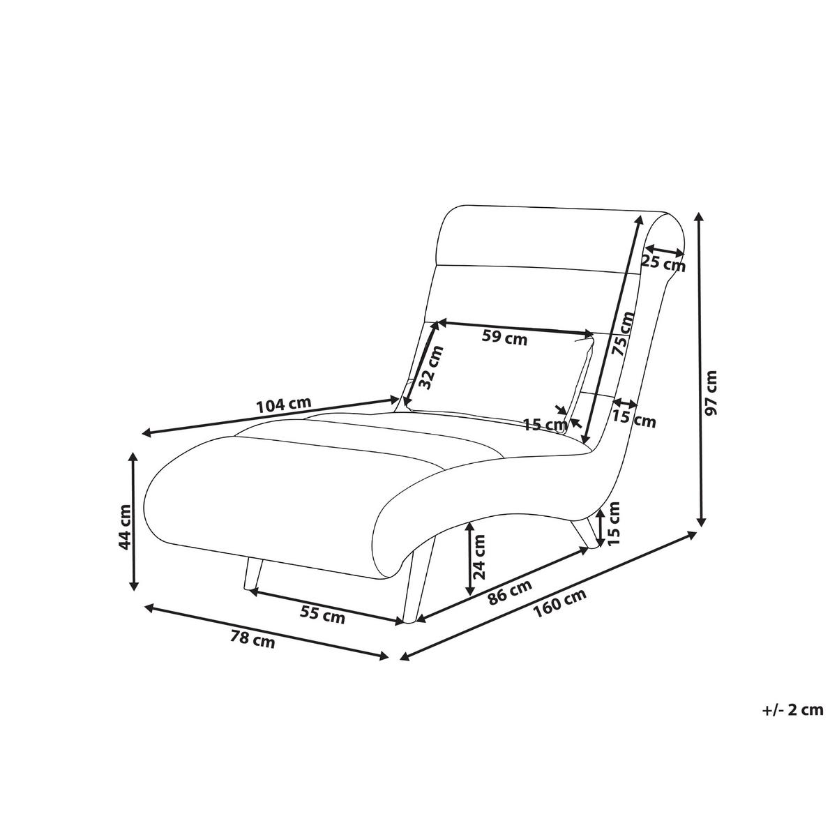 CHAISELONGUE Stoff Grün Rives - Hellbraun/Braun, Textil (78/97/160cm) - Beliani