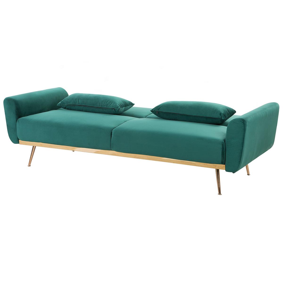 3-SITZER-SCHLAFSOFA Samtstoff Grün Eina - Hellgrün, Textil (210/86/81cm) - Beliani