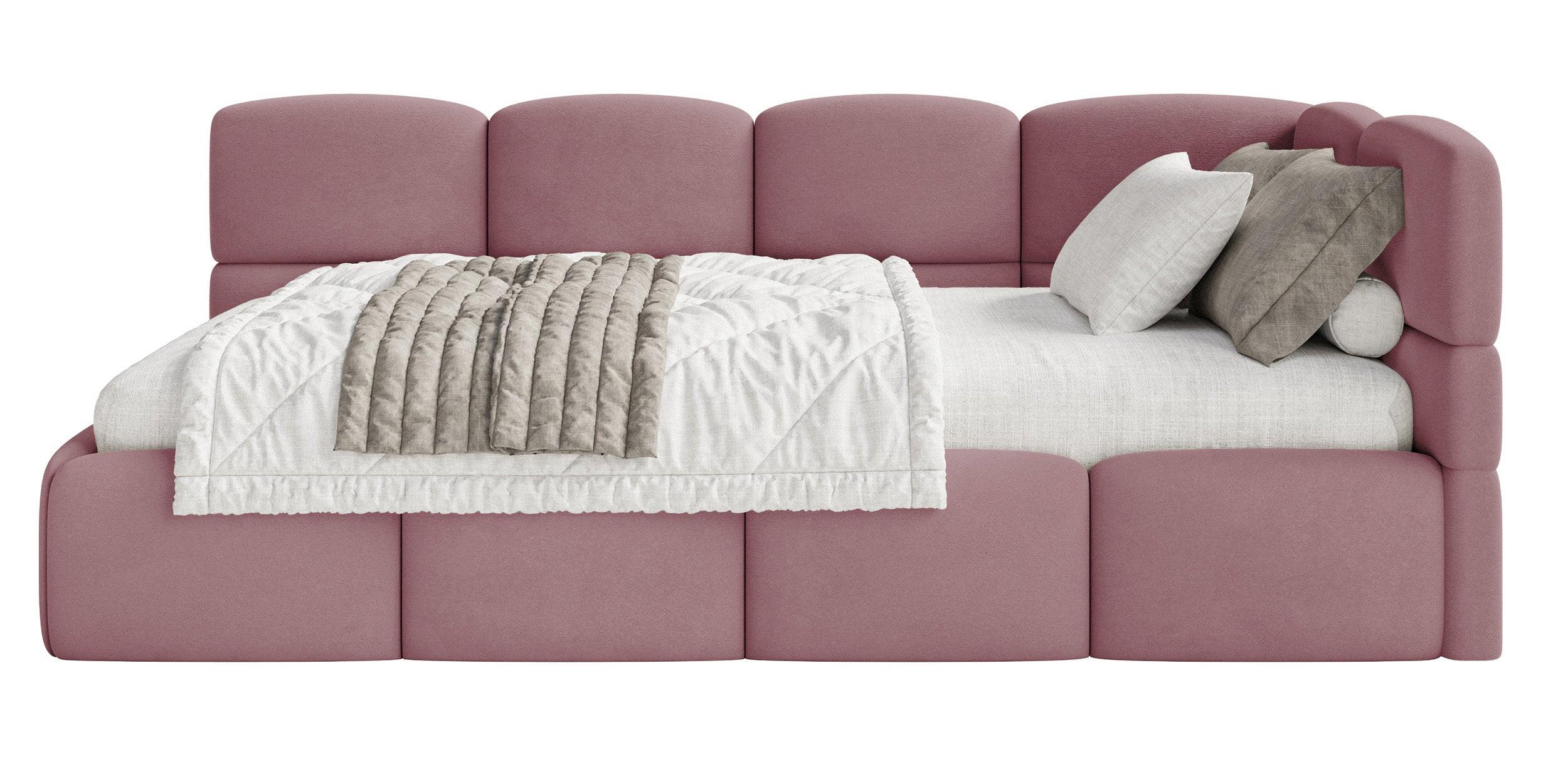 JUGENDBETT Cloudy Rosa 120 x 200 cm - Pink/Schwarz, Kunststoff/Textil (120/200cm) - Selsey