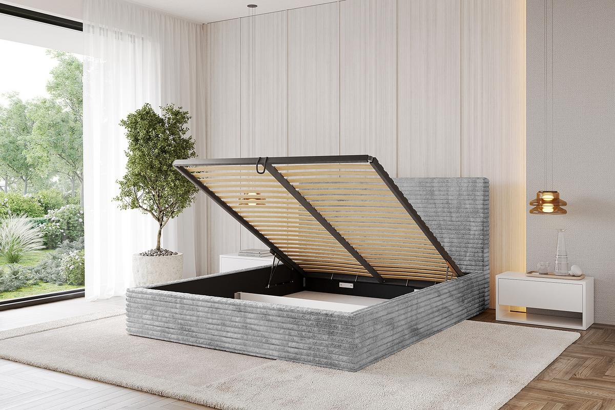 POLSTERBETT mit Bettkasten und Lattenrost, Boxbett ohne Matratze - ALOVA 160x200 Hellgrau - Hellgrau, Holzwerkstoff/Textil (160/200cm) - ALTDECOR