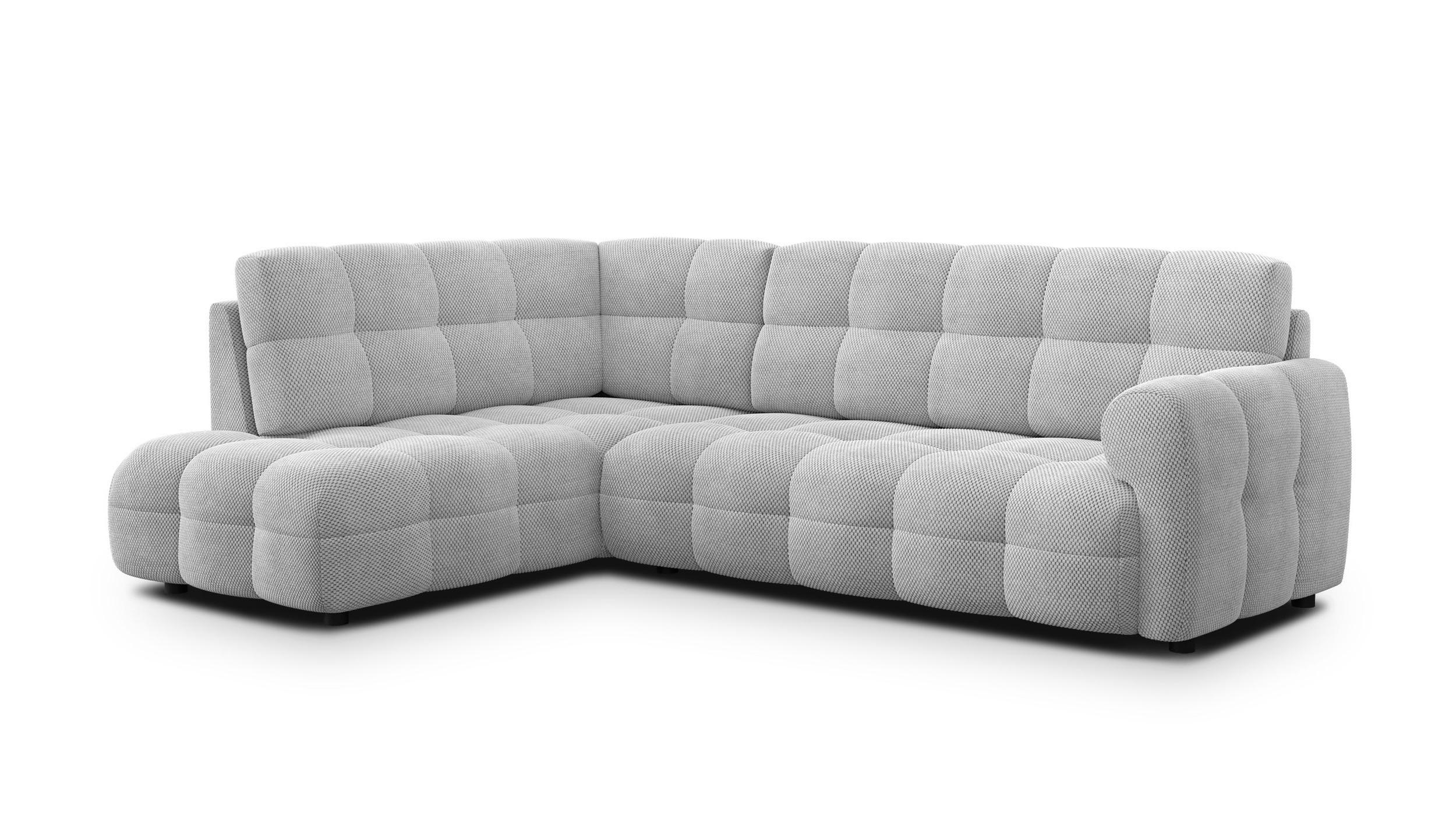ECKSOFA MELLOW 5-Sitzer, hellgrau - Hellgrau/Schwarz, Holz/Textil (283/191cm) - Wozimo