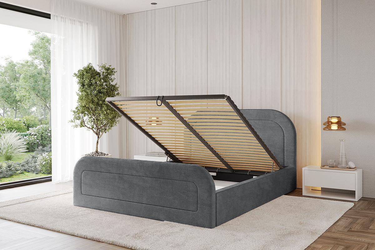 POLSTERBETT mit Bettkasten, Fußteil und Lattenrost, Boxbett ohne Matratze - LERAY-Z 120x200 Dunkelgrau - Anthrazit, Holzwerkstoff/Textil (120/200cm) - ALTDECOR