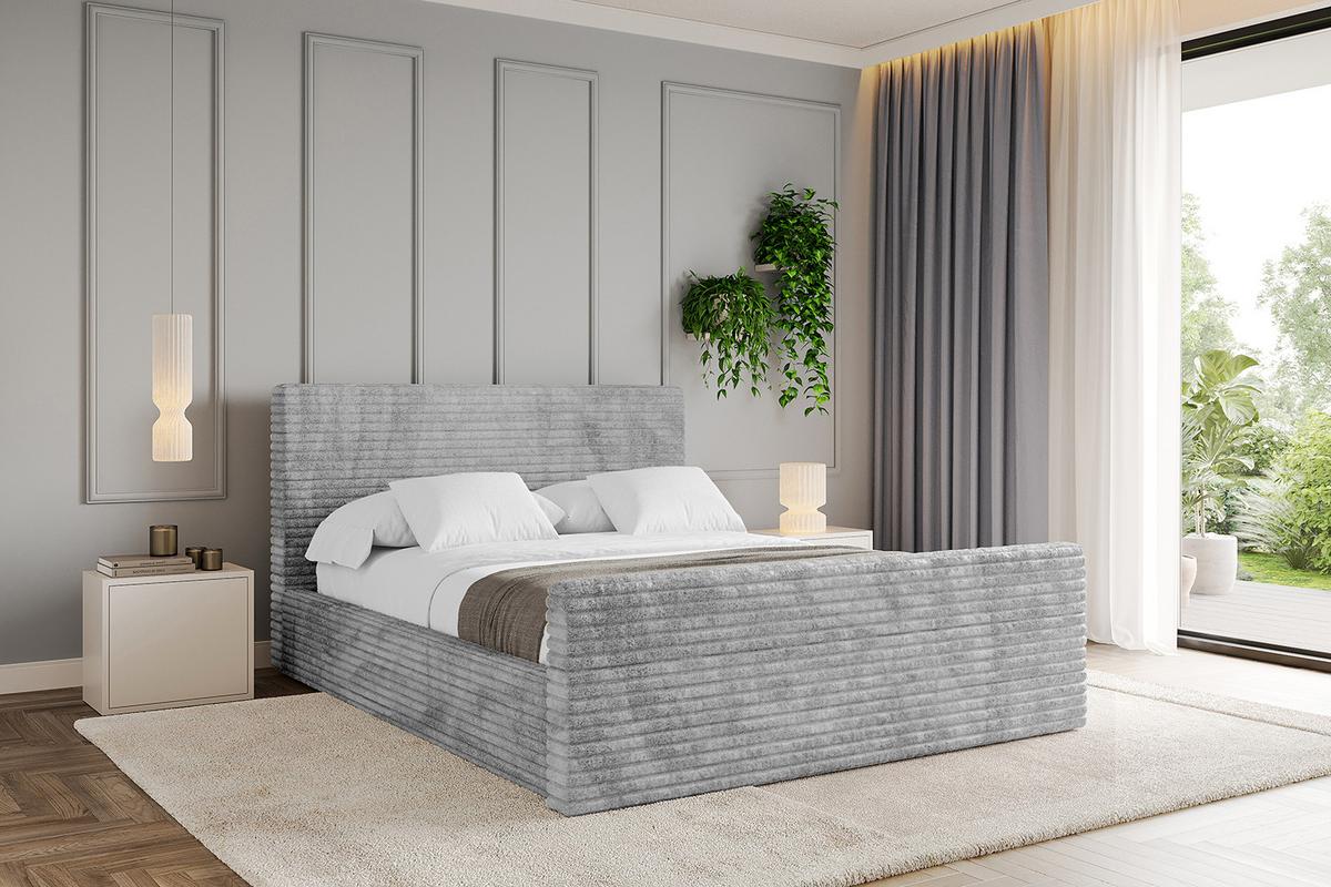 POLSTERBETT mit Bettkasten, Fußteil und Lattenrost, Boxbett mit Matratze H3/H4 - ALOVA-Z 120x200 Hellgrau - Hellgrau, Holzwerkstoff/Textil (120/200cm) - ALTDECOR