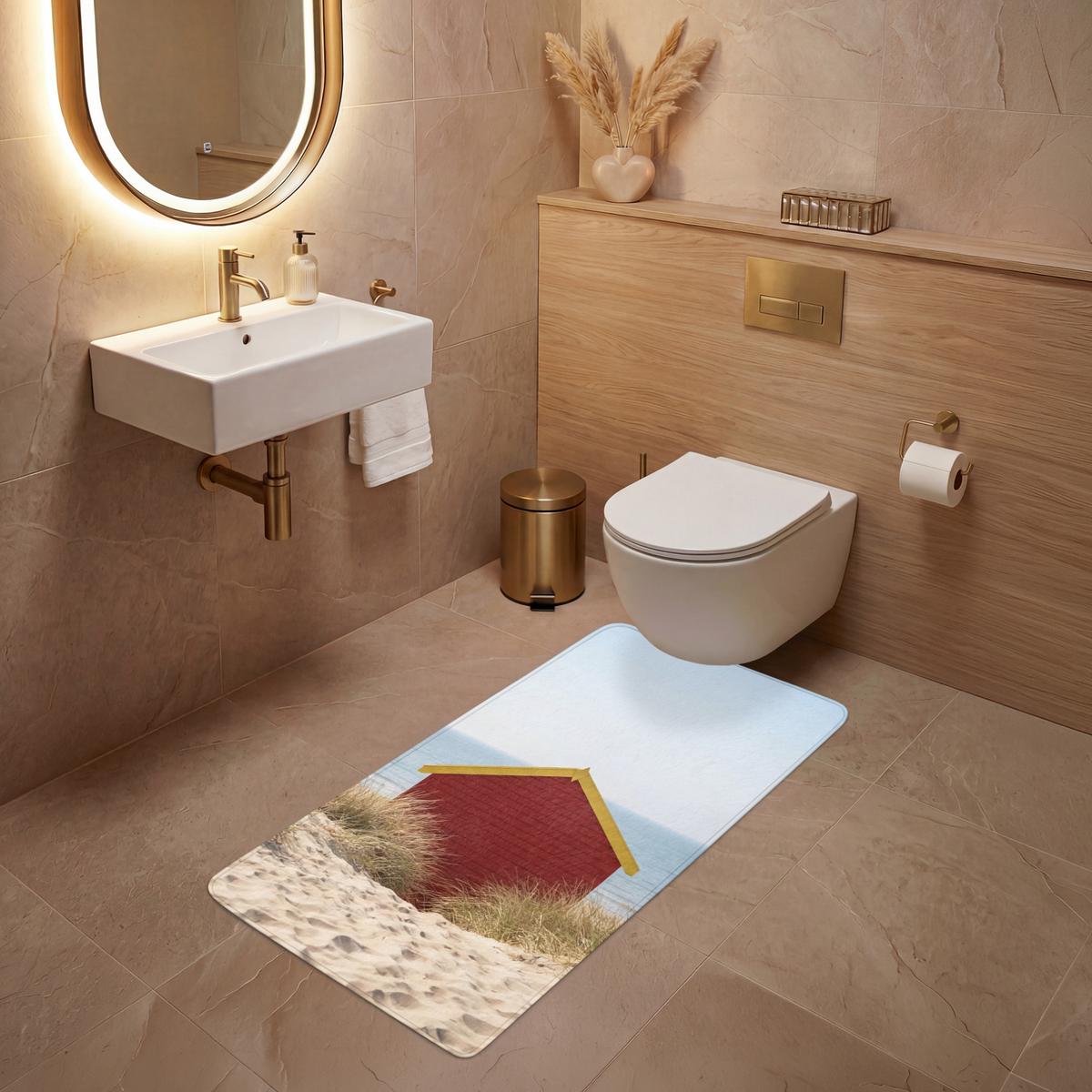 WC-VORLEGER Strand - Ferienhäuser - Farbenfroh - Dünen Toilettenvorleger 60x120 cm - Multicolor, Textil (60/1cm) - OnlyWow