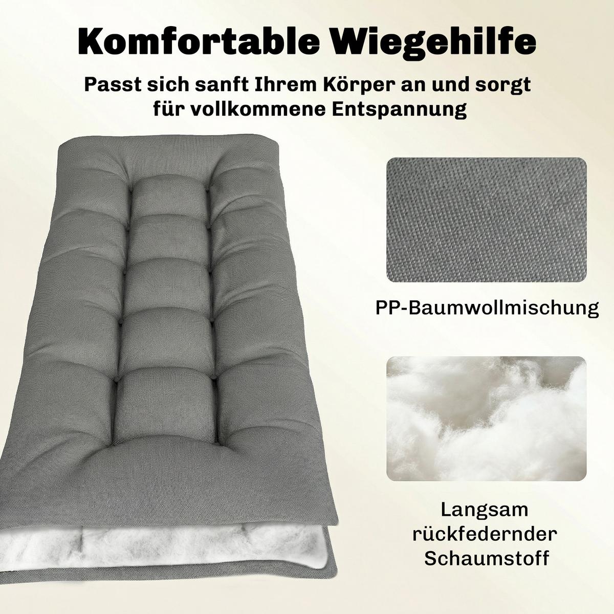 SITZKISSEN aus Polyester & PP-Baumwolle Hellgrau - Hellgrau, Textil (65/13/198cm) - Outsunny
