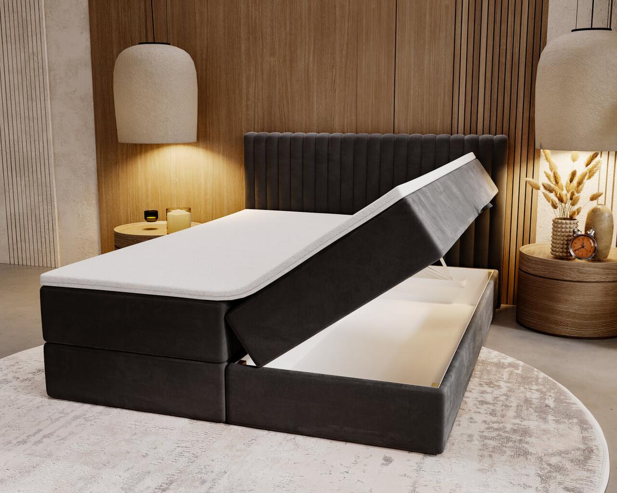 BOXBETT Marbella 160x200 Anthracite - Anthrazit, Holz/Textil (160/200cm) - Graingold
